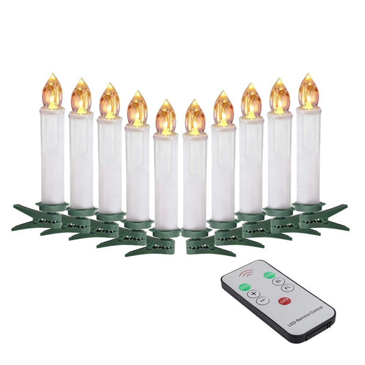 Flameless Taper Candles with Remote Control Set of 10 Led Electric Battery Powered Warm White Flicker Lights Realistic Christmas Candles