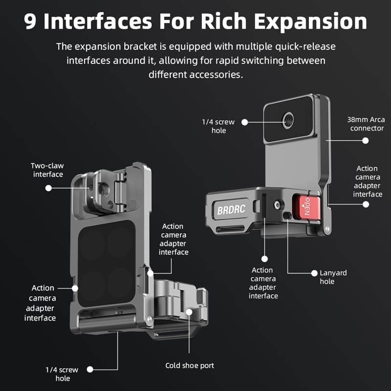 Coyktonty Osmo Pocket 3 Magnetic Mount, Magnet Expansion Adapter Holder for DJI Osmo Pocket 3 with Cold Shoe Slot/Action/GOPRO Connection Port