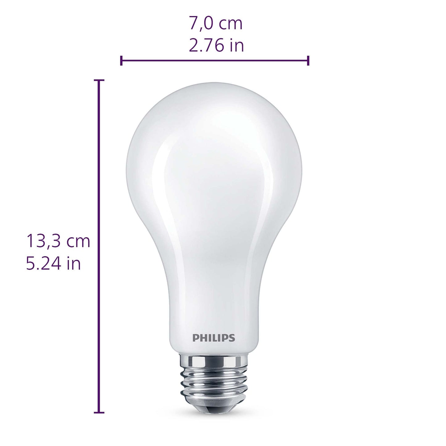 PHILIPS LED 150-100-60W A21 1-Pack BrightDial Daylight (5000K) 2605-1600-800 Lumen (22-12-8W = 150-100-60W) Frosted Flicker-Free Light Bulb