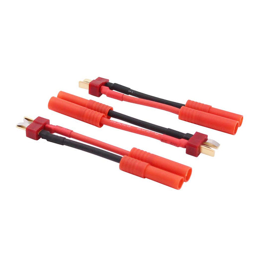 BDHI 3pcs T Plug Male to HXT 4.0mm Female Bullet Connector Adapter Cable - 14awg 5cm Wire(B142-3)