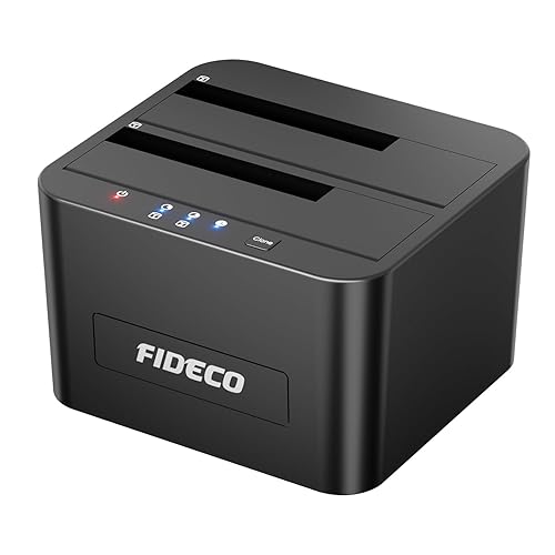 FIDECO External Hard Drive Docking Station, Hard Drive Dock for 2.5 and 3.5 inch SATA HDD SSD, HDD Docking Station with Dual Bay, USB 3.0 Hard Drive