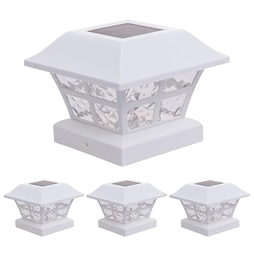 GreenLighting Evolve White Solar Post Cap Lights - 4x4 Post Caps and Outdoor Post Lights - Waterproof Solar Lights for Fence Posts - Solar Post Lights