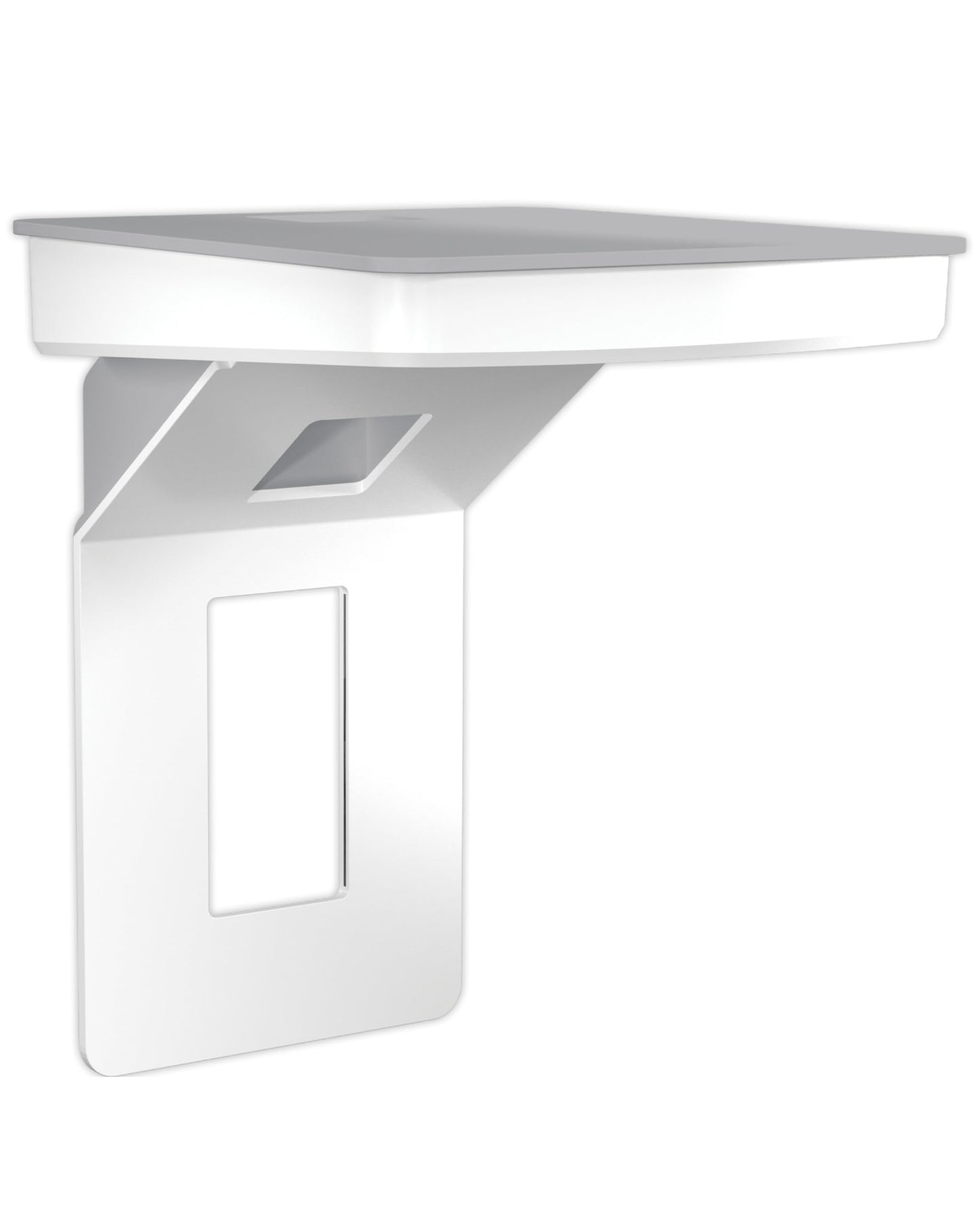 Sanus Made for Google Small Device Outlet Shelf in White & Fog Grey - Holds Small Electronics Up to 8lbs w/Built-in Cord Storage - Includes Both