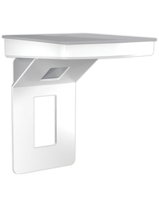 Sanus Made for Google Small Device Outlet Shelf in White & Fog Grey - Holds Small Electronics Up to 8lbs w/Built-in Cord Storage - Includes Both