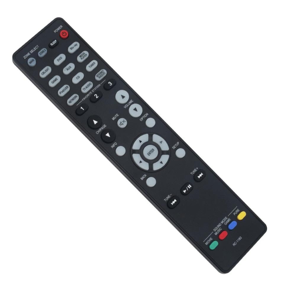 RC-1183 Replacement Remote Control for Denon Home Theater AV Receiver in Living Rooms or Rooms, Replace Models RC-1167, Replace Remote Compatible