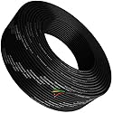 Phone Cable 300ft Rounded Black Roll (100m Long) 4x1/0.4 26 AWG Gauge Solid Wire -Round Telephone Cord Line Extension Bulk Rool Reel -compatible