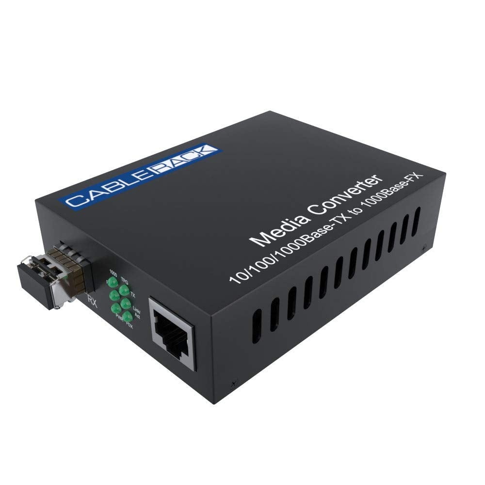 2-Pack Gigabit Media Converter LC Multi-Mode Fiber Media Converter, up to 550m, 10/100/1000Base-Tx to 1000Base-SX (SX Transceiver Included) by