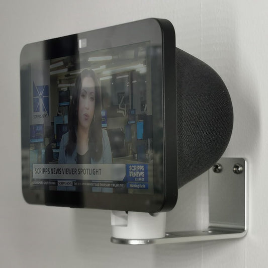 ATOPCAENRT Wall Mount Stand Made for All-New Echo Show 8 (3rd Gen, 2023 Release) | (2nd Gen, 2021 Release) | Echo Show 8, Tilt + Swivel Stand (Silver)
