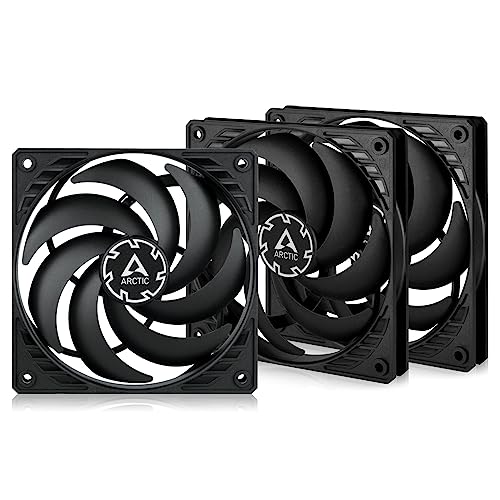 ARCTIC P12 Slim PWM PST (3 Pack) - PC Fans, 120mm Case Fan with PWM Sharing Technology (PST), Pressure-optimised, Quiet Motor, Computer, Extra Slim