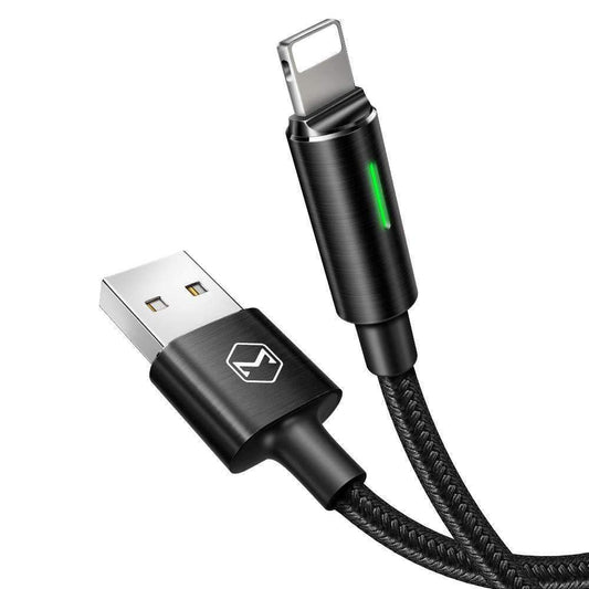 Power Off/On Smart LED Auto Disconnect and Auto Recharge Nylon Braided Sync Charge USB Data 6FT/1.8M Cable Compatible New Phone List Below (Black…