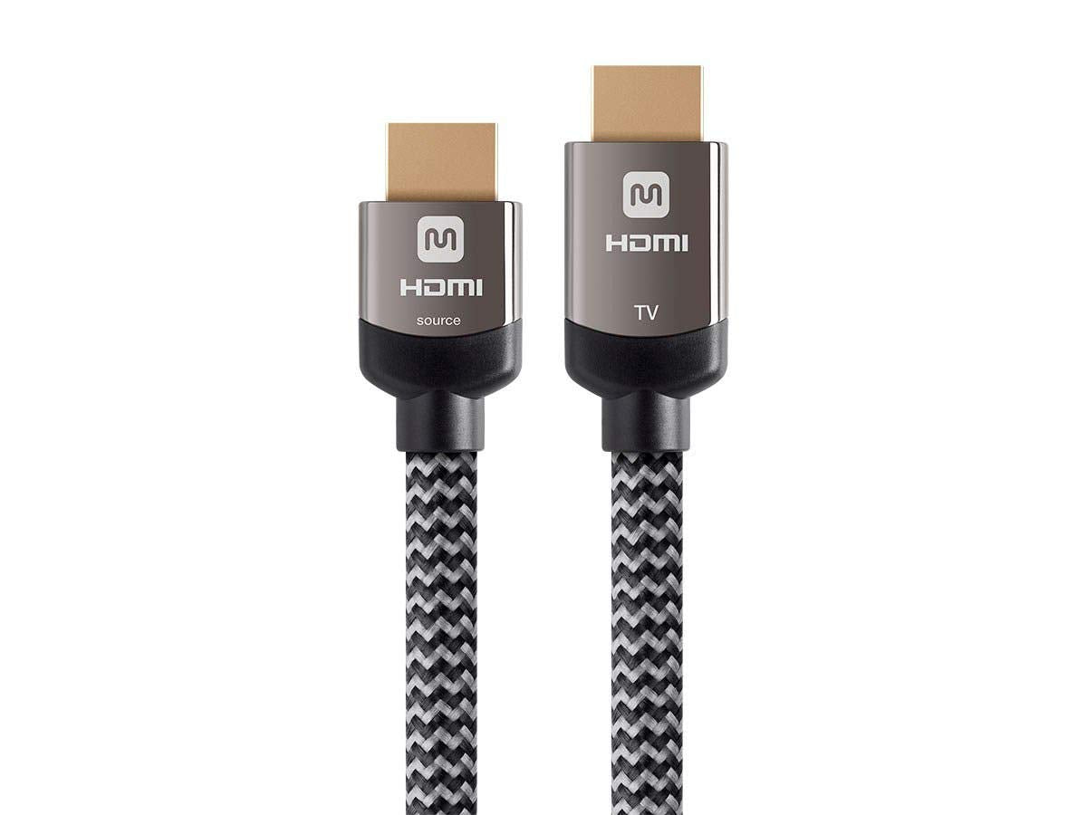 Monoprice 4K Braided High Speed HDMI Cable - CL3 In Wall Rated, YCbCr 4:4:4, 18Gbps, Active, 100 Feet, Gray