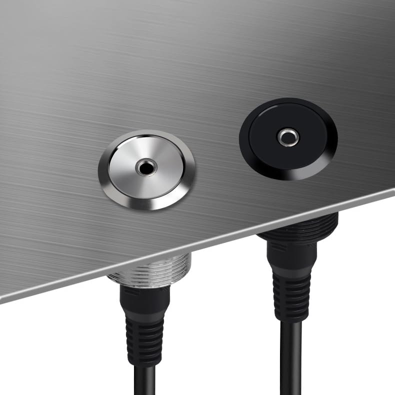 YiKaiEn 3.5mm TRS Stereo Panel Mount Adapter - Threaded Round Connector, Male to Female Short Cable, for Headphones & Microphones 20cm 0.65FT Silver