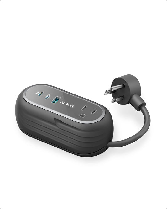 Anker GaNPrime 65W Charging Station, 3ft, 615 USB-C 5-in-1 Power Strip for Travel and Work with 2AC, 2 USB-C, 1 USB-A, Power Delivery for iPhone 16/16