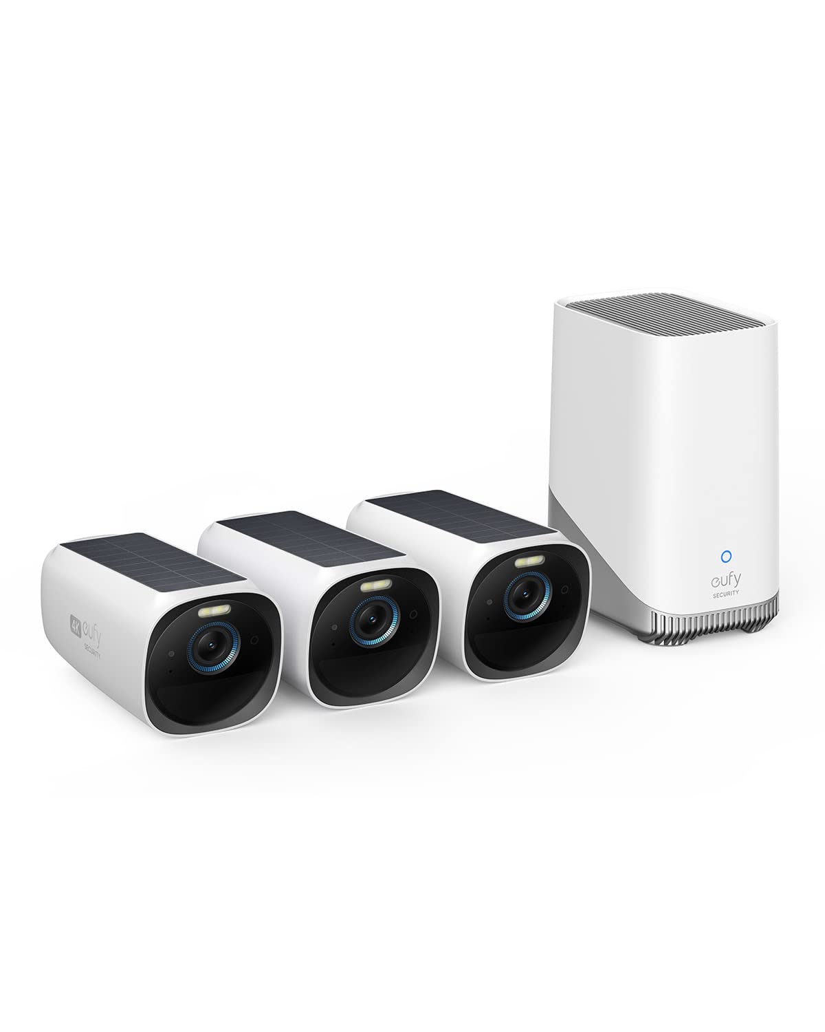 eufy Security eufyCam 3-Cam Kit,Security Camera Outdoor Wireless,4K Camera with Integrated Solar Panel,Forever Power,Face Recognition AI,Expandable