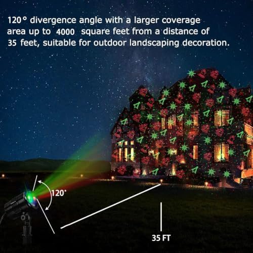 Christmas Laser Lights Outdoors Decoration Projector Light Waterproof LED Star Show for Xmas Decor House Home Yard Garden Patio Wall Indoor, Red
