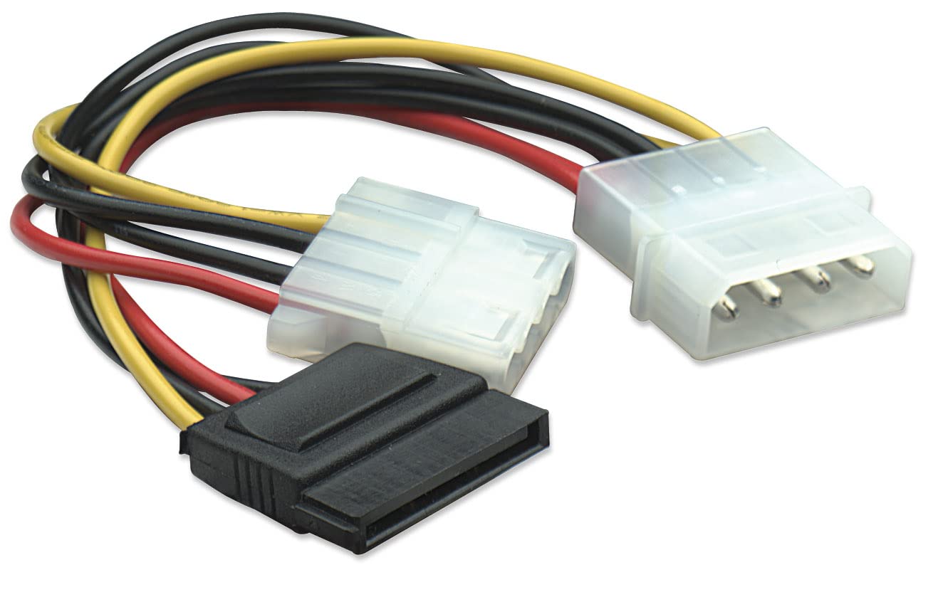 Manhattan, 4-Pin Molex Male to 15-Pin SATA Female and 4-Pin Molex Female Power Cable Splitter, 308984