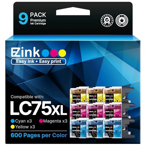 E-Z Ink Compatible Replacement for Brother LC75 LC71 Ink Cartridge 9 Packs