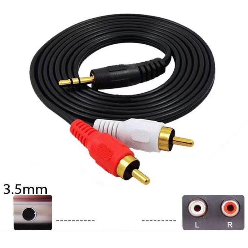 ThtRht 2 Pack Audio Cable 1/8'' 3.5mm TRS Male to 2 RCA Male Stereo Sound Cord for Computer Mp3 Phone Port to Connect Home Theater Audio System