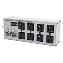 Tripp Lite Isobar 8 Outlet Surge Protector Power Strip, 12ft. Cord, Right Angle Plug, 3840 Joules, Diagnostic LEDs, Tel/Fax/Modem, Metal, (ISOTEL8