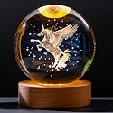 TINGMEIBESTLY 3D Crystal Ball Night Light,80MM Animals Glass Ball Night Lamp with Woodern Base,Decorations Gifts for Men,Women,Kids,Boys,Girls,Teens