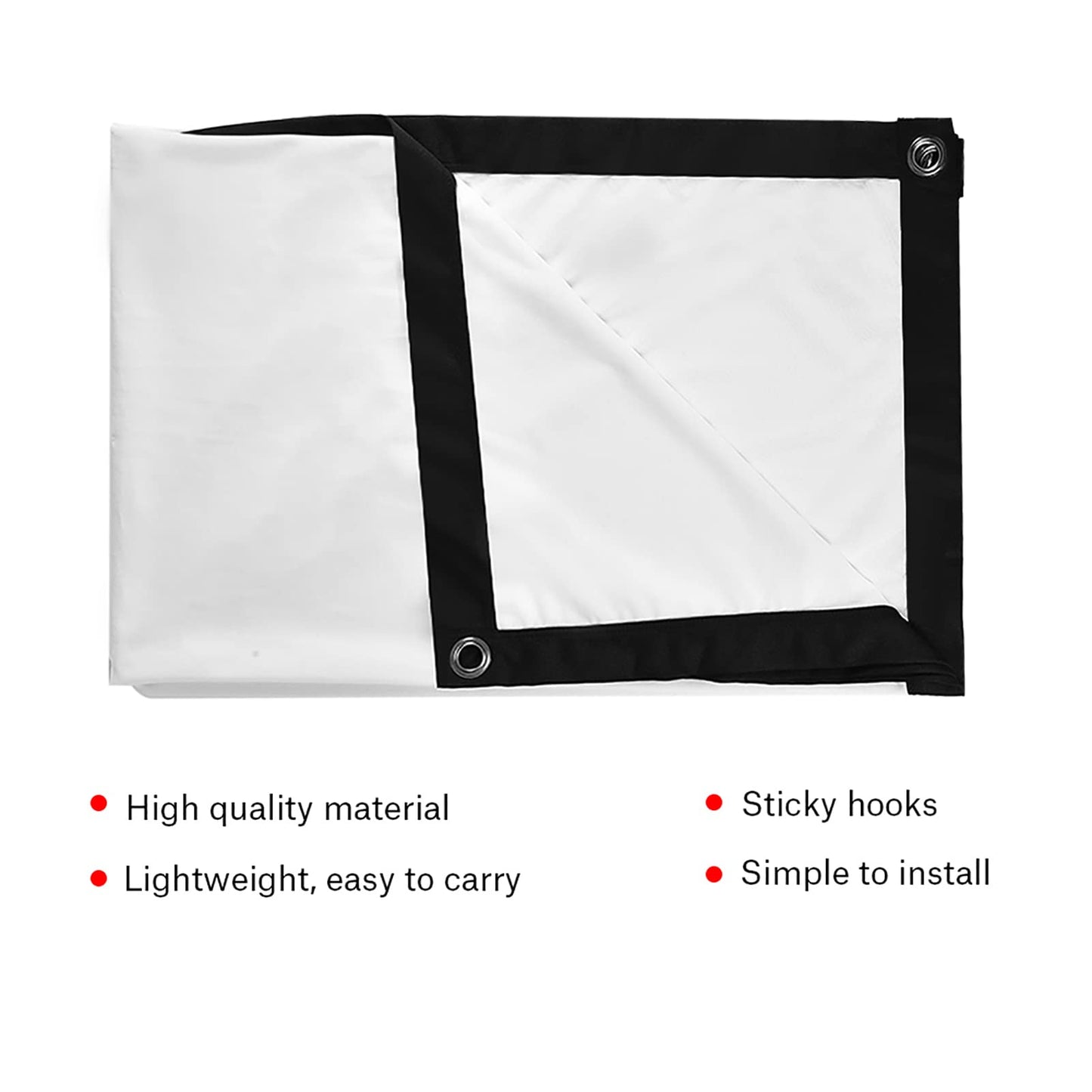 Projection Screen, Projector Curtain, Movie Projector Screen, 60-100 Inch Portable Foldable Non-Crease White Curtain Projection Screen 4:3 for Camping