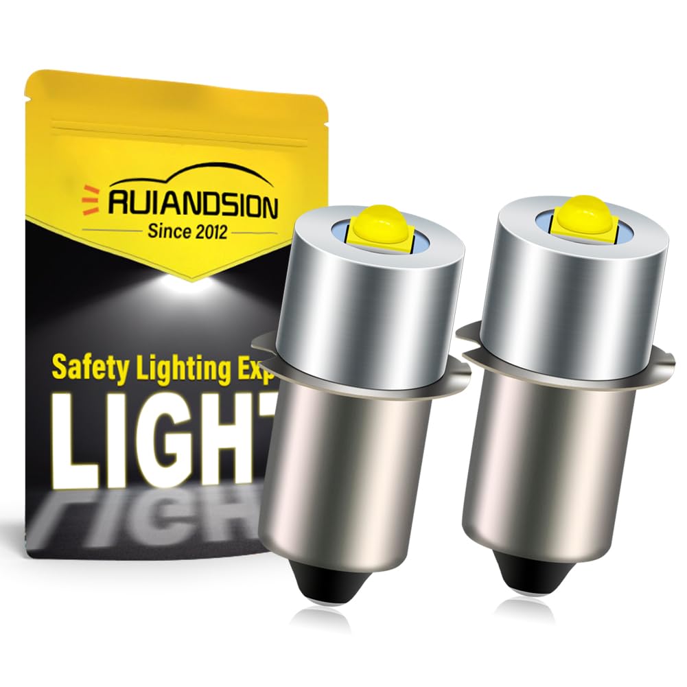 Ruiandsion KPR P13.5S LED Bulb 6-24V for Ryobi DEWALT Maglit(2-Pack)