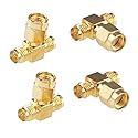 RFaha 4pcs Antenna Adapter RPSMA Male to Dual RPSMA Female Connector T Type 3 Way Splitter Antenna Converter(NOT for TV)(F05-4)
