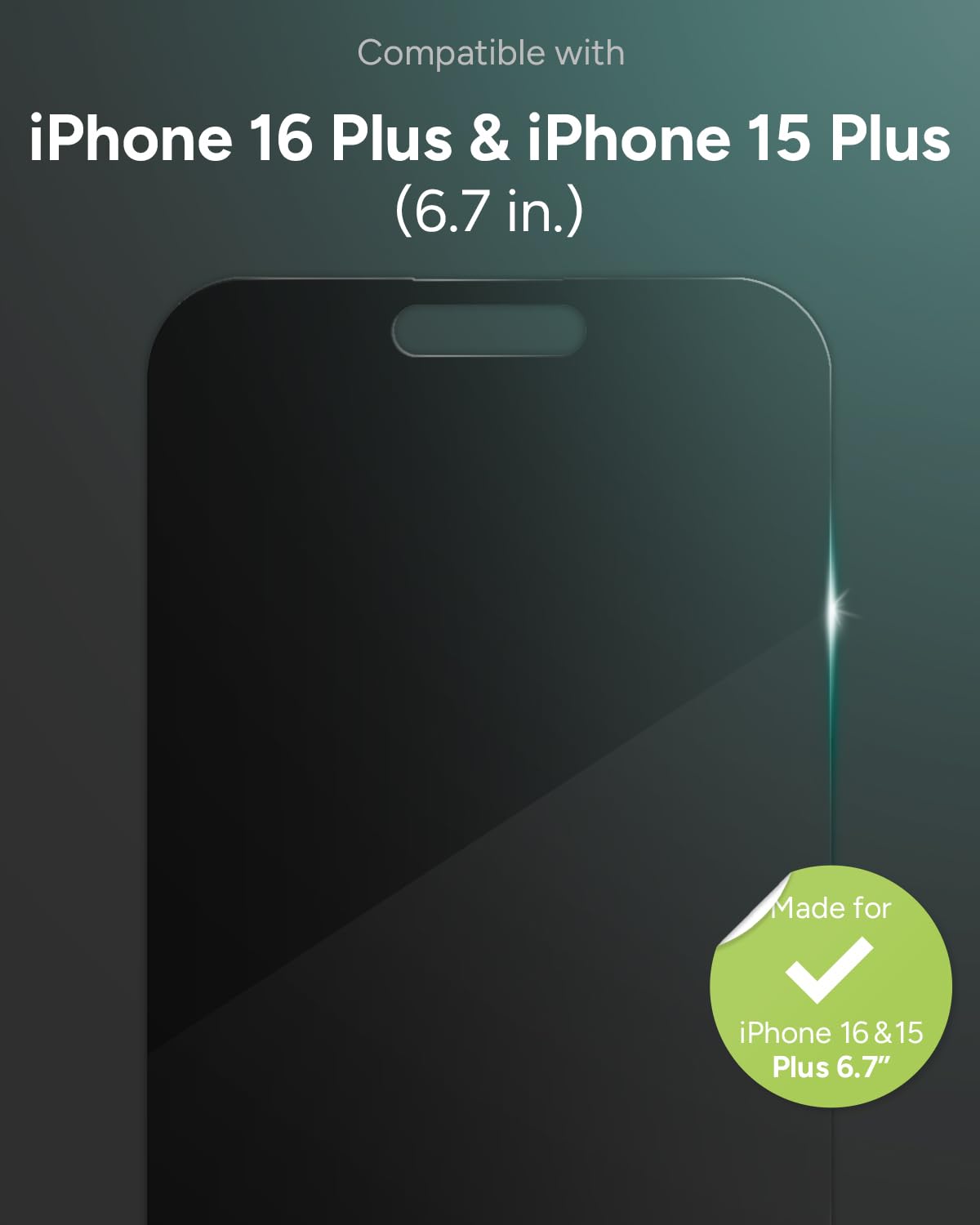 ZAGG Glass Elite Privacy 360 Screen Protector for iPhone 16 Plus / 15 Plus - 4-Way Privacy, Ultra-Strong Tempered Glass, 5X Stronger