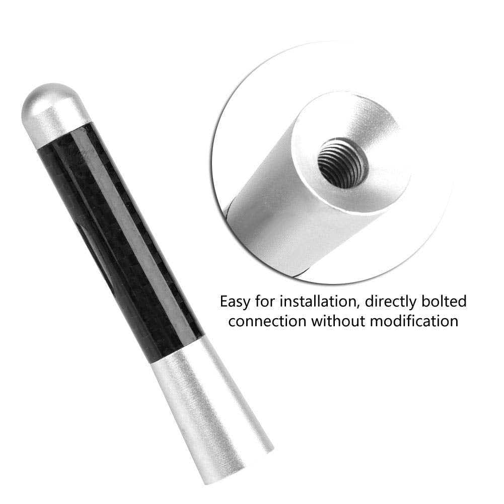 Acouto Car Antenna 3 Inch Carbon Fiber Universal Car Modification Screw Radio Antenna Short Car Antenna Aerial Replacement (Silver)
