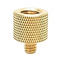 Foto&Tech Brass Screw Adapter Spigot 3/8"-16 Female to 1/4"-20 Male Tripod Thread Reducer Compatible with Camera Cage/Shoulder Rig/Tripod/Socket