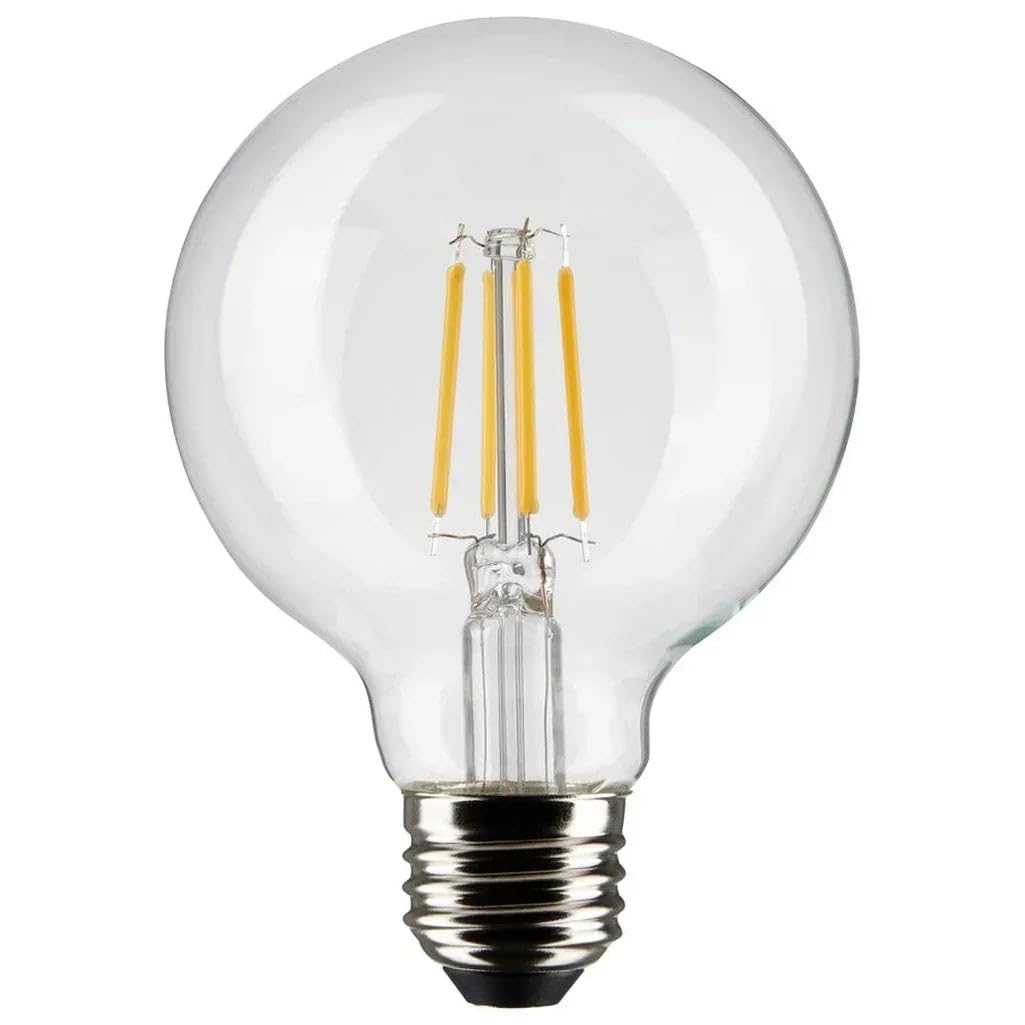 Satco 6-Watt LED Filament G25 Globe Light Bulbs, 3000K Soft White, 500 Lumen, E26 Medium Base, Dimmable, Wet Location, 6 Pack