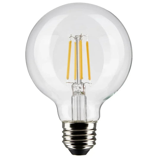 Satco 6-Watt LED Filament G25 Globe Light Bulbs, 3000K Soft White, 500 Lumen, E26 Medium Base, Dimmable, Wet Location, 6 Pack
