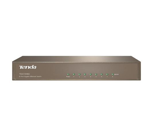 Tenda TEG1008D | 8-Port Gigabit Ethernet Switch | Desktop Network Splitter | Sturdy Metal | Unmanaged | Plug & Play | Monitor Mode | 4KV