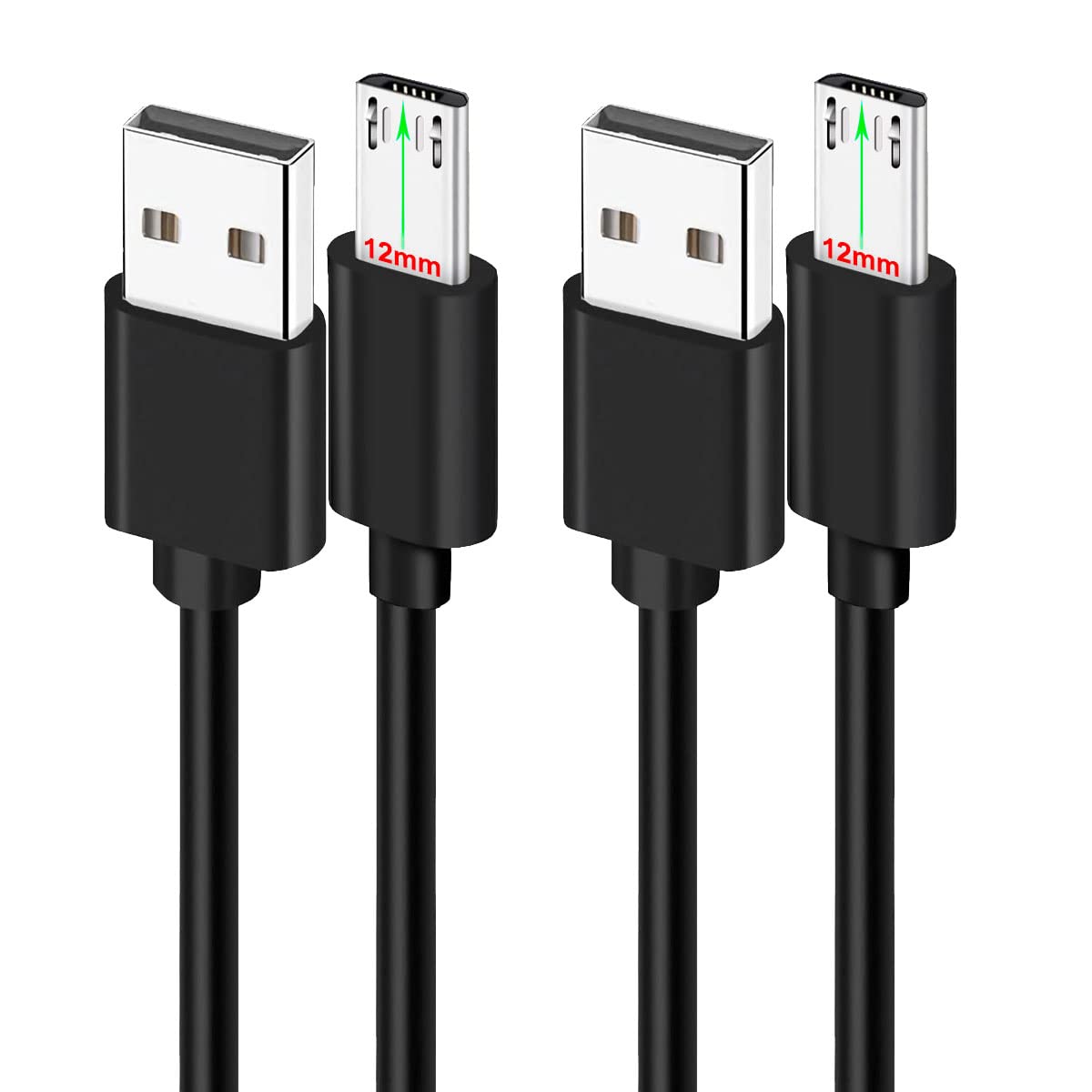 UNIDOPRO 2Pcs 3FT 12mm Long Tip Micro USB Cable Compatible with Blackview BV4000 BV4900 BV5500 Pro/Plus BV5800 BV6000 BV6000s /Oukitel WP12 WP8 Pro