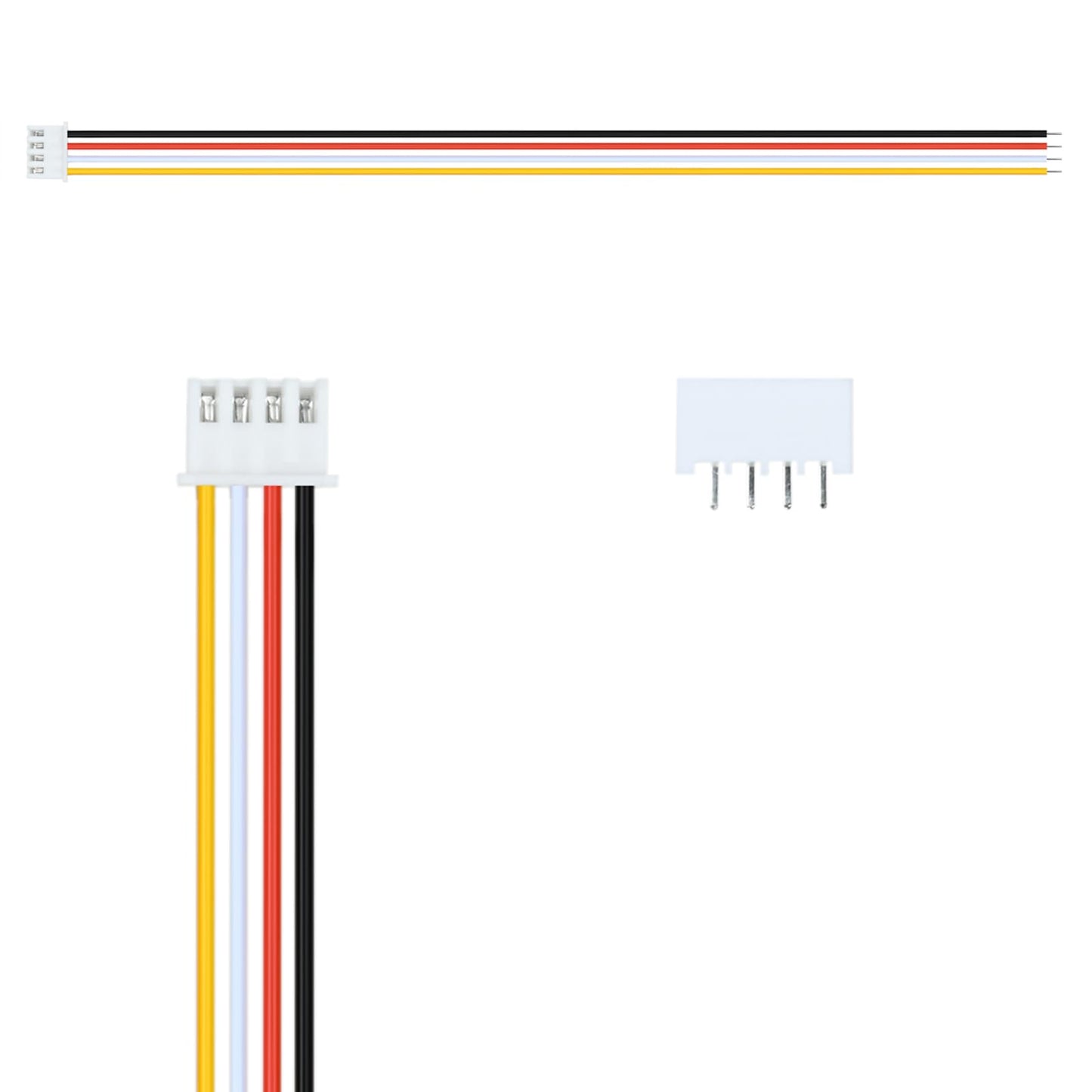 10Pairs JST-XH 2.54mm 4Pin Header Connector Kit with Male and Female Connectors Adapter 200mm 26AWG Flat Wire Cable Compatible with JST XH Plug