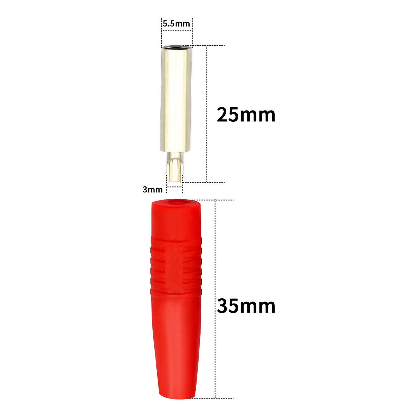 DaFuRui 4mm Banana Plug?10 Pair Insulated Safety Shrouded 4mm Banana Plug Female Jack Socket Adapter Solder Type for Male Banana Plug Cable