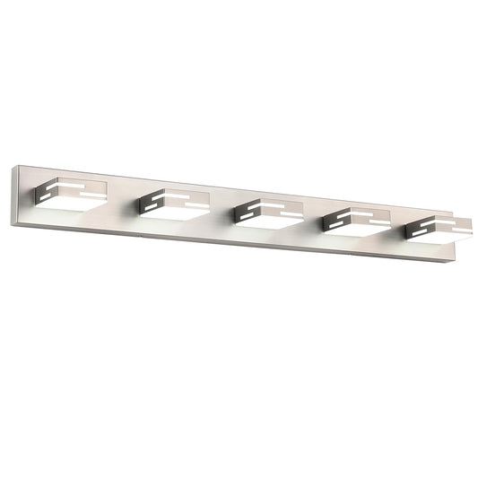 MKBNG 5-Light Modern Bathroom Vanity Light Fixtures, 40-Inch 350° Rotatable LED Vanity Lights Over Mirror, Dimmable 5500K Natural White Brushed Nickel