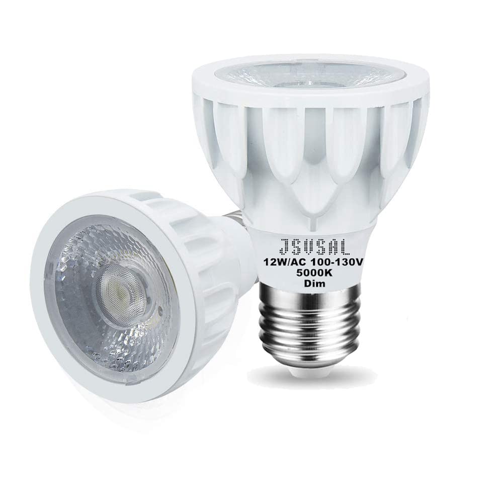 JSVSAL PAR20 LED Bulb,Daylight White 5000K,12W AC 120V,Dimmable,2-Pack