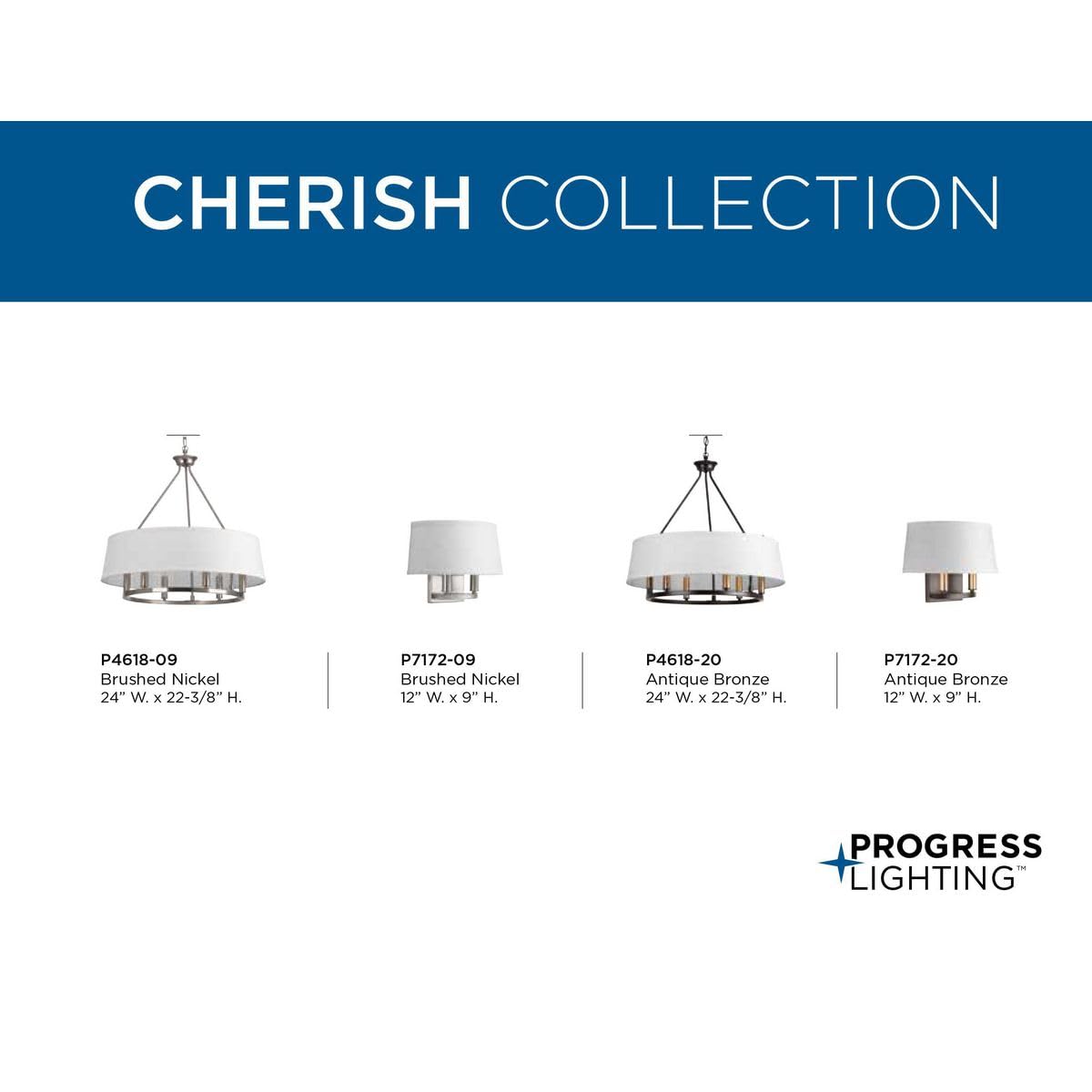 Progress Lighting Cherish Collection Two-Light Wall Sconce, Nickel