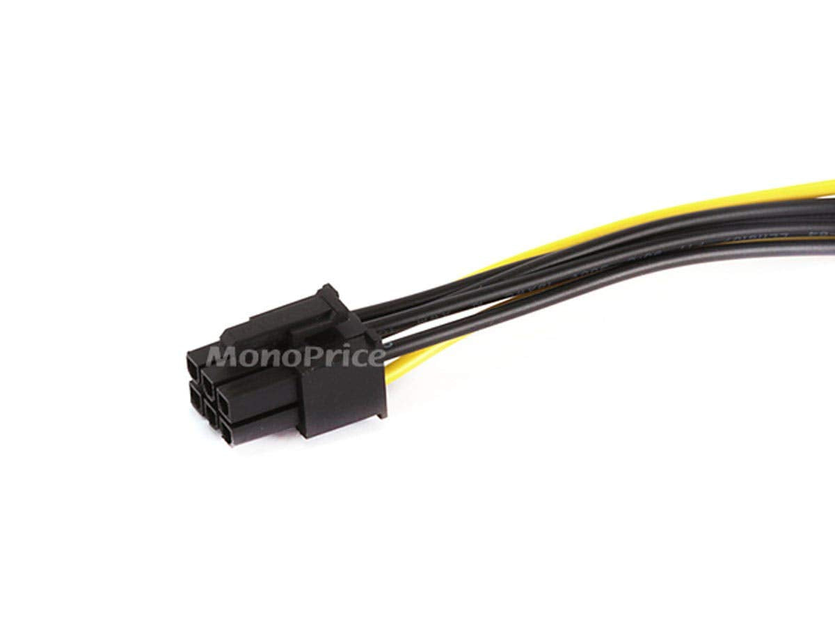 Monoprice SATA Cable - 0.67 Feet - Black | SATA 15pin to 6pin PCI Express Card Power Cable, Black
