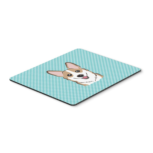 Caroline's Treasures BB1191MP Checkerboard Blue Corgi Mouse Pad, Hot Pad or Trivet for Home Office Gaming Working Computers Laptop Mouse Mat,Washable