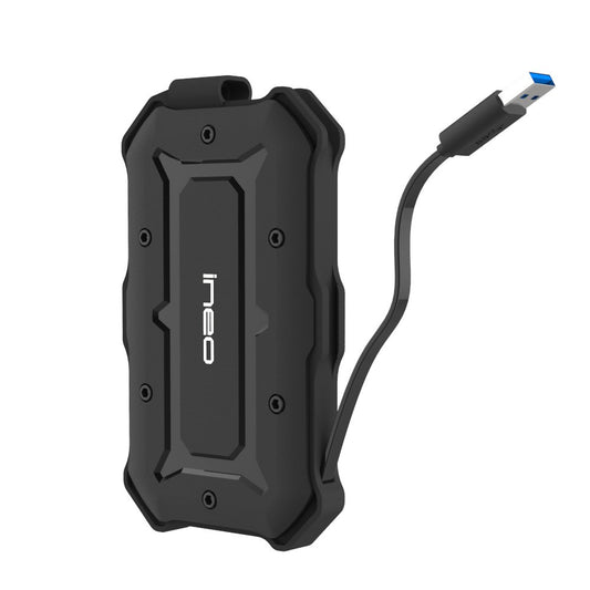 Ineo 2.5" USB 3.0 Type A Rugged Waterproof & Shockproof External HDD Enclosure - IP66 Rated, Compatible with PS5, Xbox, Laptops, MacBook, WD, Seagate