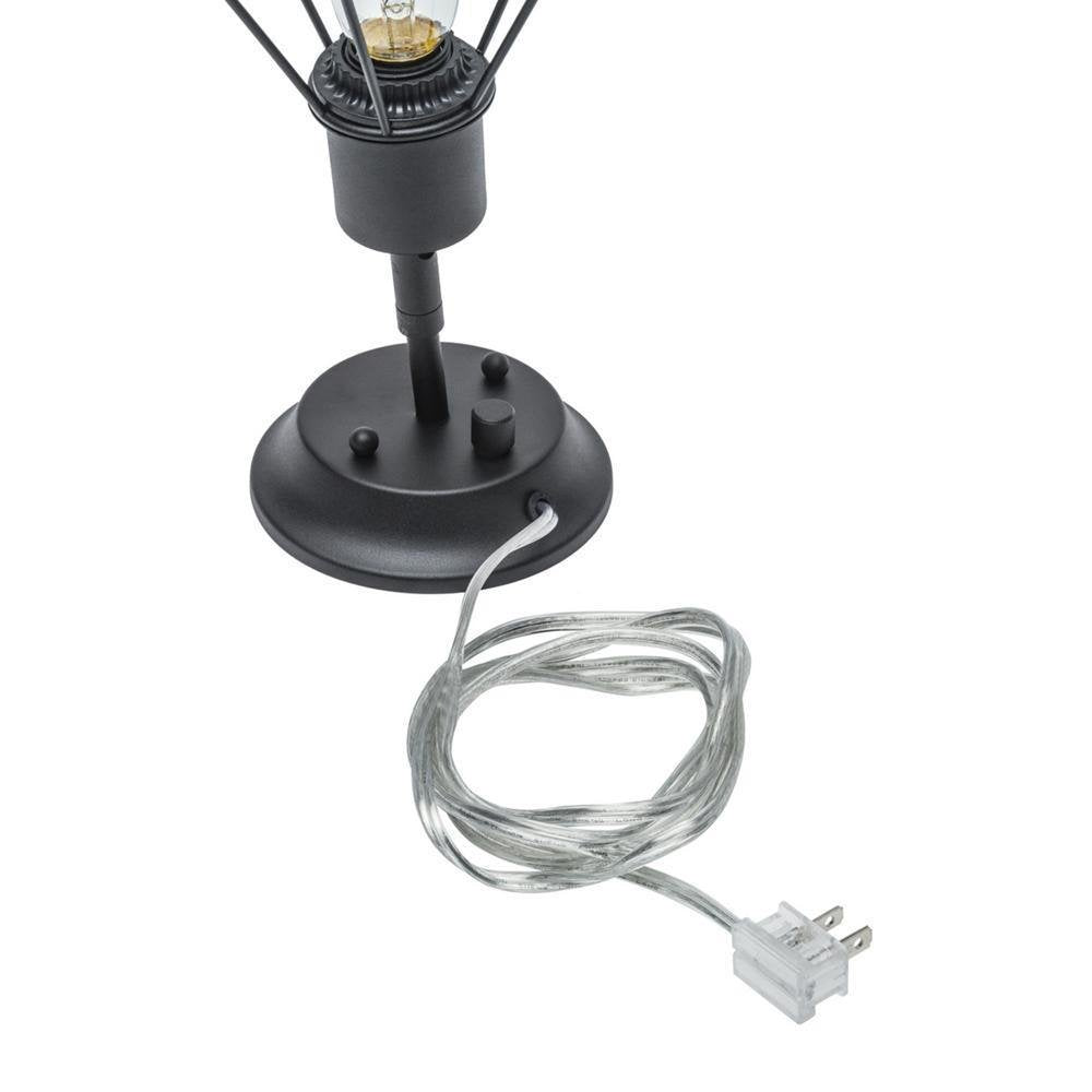 GLOBE Electric 65291 1-Light Plug-in or Hardwire Industrial Cage Wall Sconce, Matte Black Finish, On/Off Rotary Switch, 6ft Clear Cord, Wall Lights