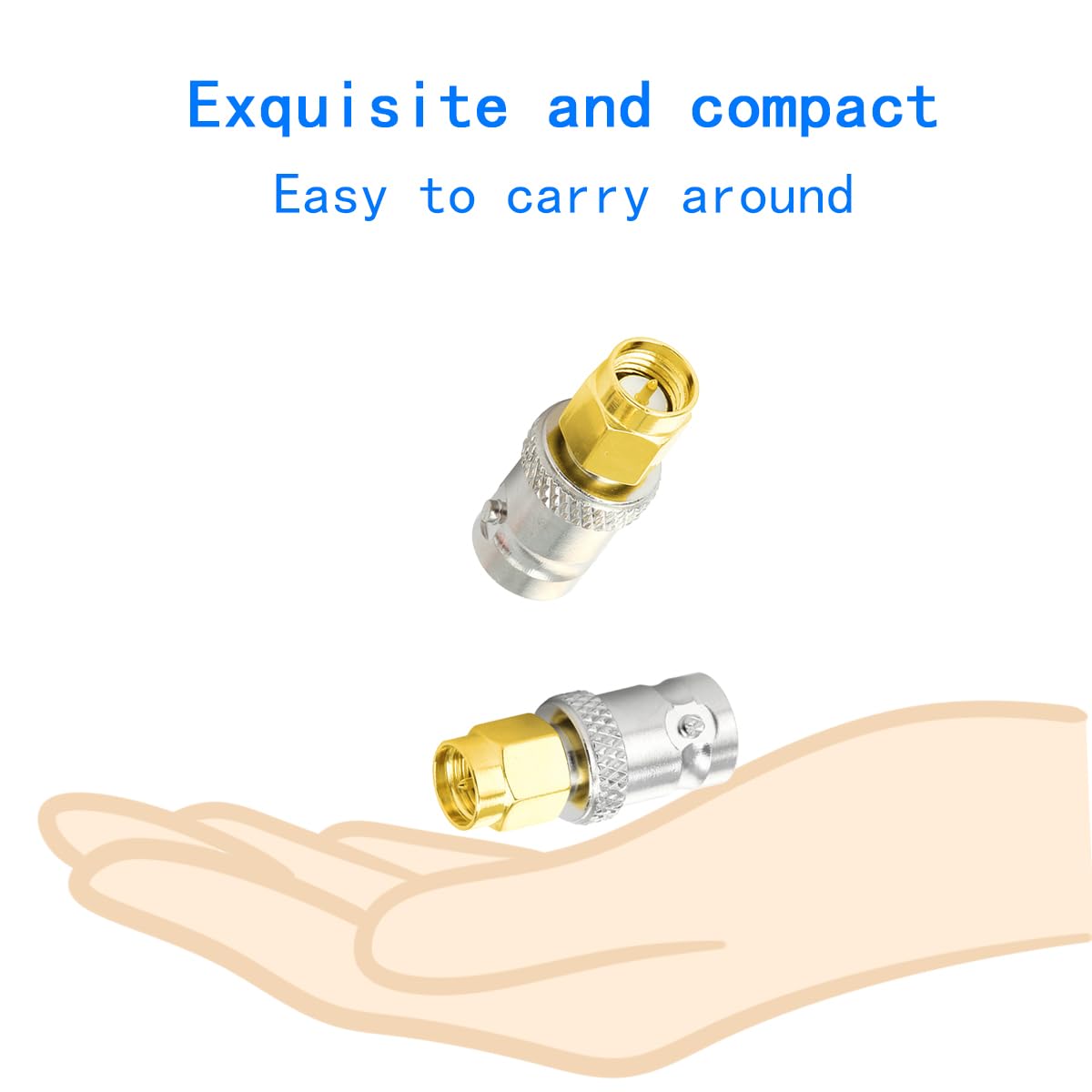 BNC Female to SMA Male RF Adapter, 0-3GHz, 50 Ohm Impedance, 2-Pack