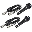 Rockville Mic Bundle: (2) RMC-XLR Professional Dynamic Cardioid Metal Microphones, (2) XLR Cables, 2-Piece