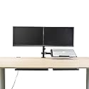 AEONS Dual Monitor and Laptop Desk Mount Combo Stand with Notebook Tray fits 17 inch, 3-in-1 Adjustable Triple Arm Mount fits 27 inch LCD Screen