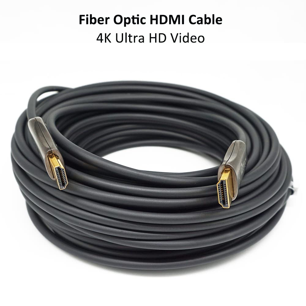 DTECH 4K Fiber Optic HDMI Cable 50ft Long Thin Optical HDMI 2.0 Cable 4K60Hz 18Gbps High Speed Slim UHD Video Cord 50 Feet for Monitor Projector
