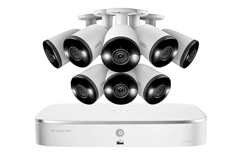 Lorex Fusion 4K 16-Channel (8 Wired + 8 Wi-Fi) 2TB NVR System with 8 Bullet Cameras Featuring Smart Deterrence and 2-Way Audio