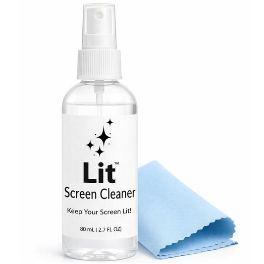 Lit Screen Cleaner Spray Kit (80 mL) + Microfiber Cloth - for Phone, iPad, Tablet, Laptop, Monitor, TV, Camera Lenses & Eyeglasses - Streak-Free