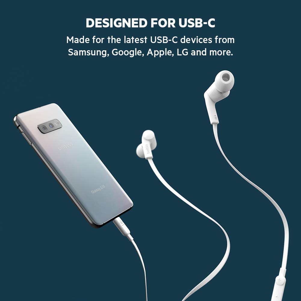 Belkin SoundForm Headphones - Wired In-Ear Earphones With Microphone - Wired Earbuds For iPad Mini, Galaxy & More With USB-C Connector (USB-C